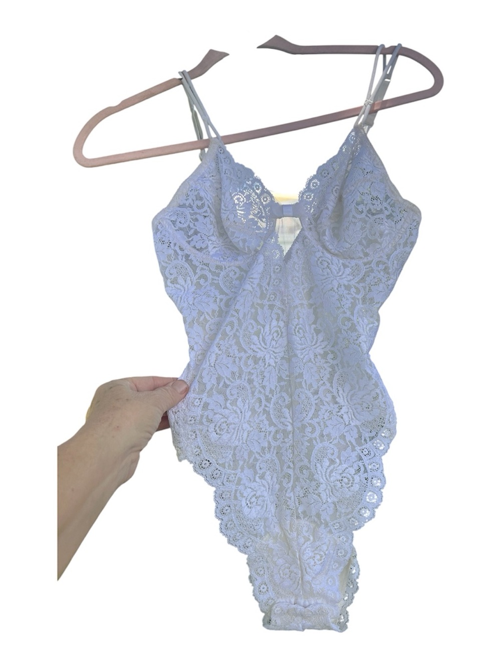 Vintage La Perla White Lace Chemise Bodysuit